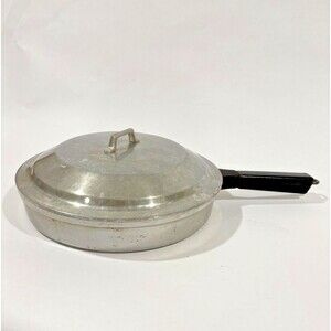 Vintage Miracle Maid Cookware G2  11.5" Cast Aluminum Skillet Frying Pan w/Lid